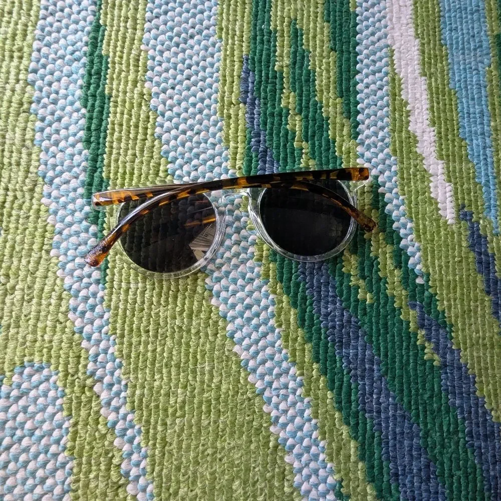 Clear Frame Round Sunglasses Tortoiseshell Arms Black Lenses Festival Indie Slea